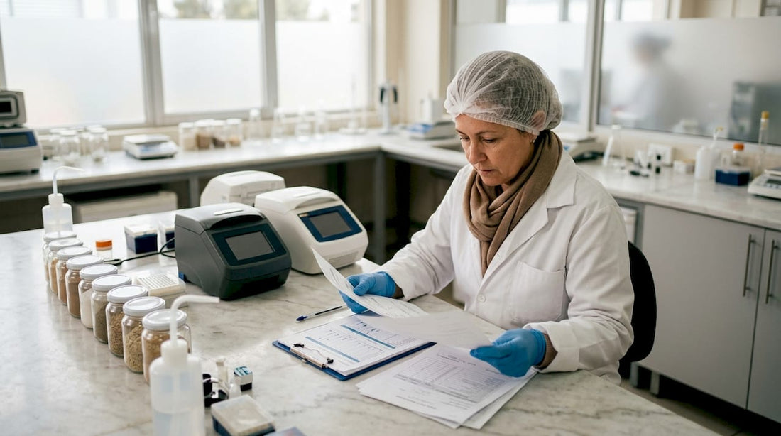 Quality control specialist reviewing raw materials