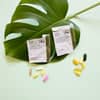 Floating capsules from the collection of vegan vitamins and supplements showcasing their natural design and quality