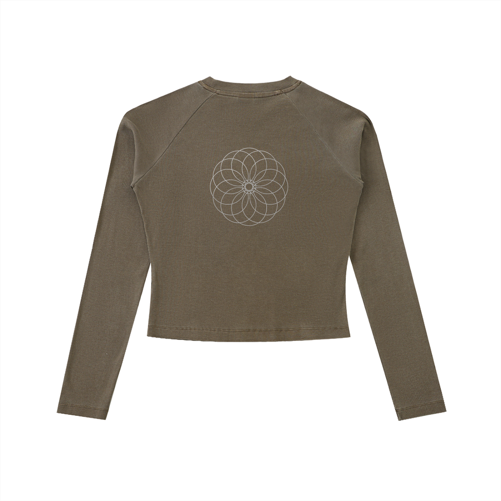 Dyed Washed Raglan Long Sleeve Slim T-Shirt