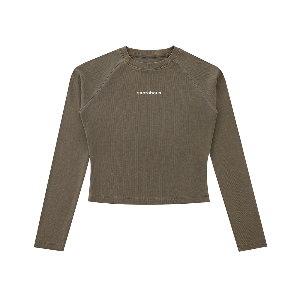 Dyed Washed Raglan Long Sleeve Slim T-Shirt