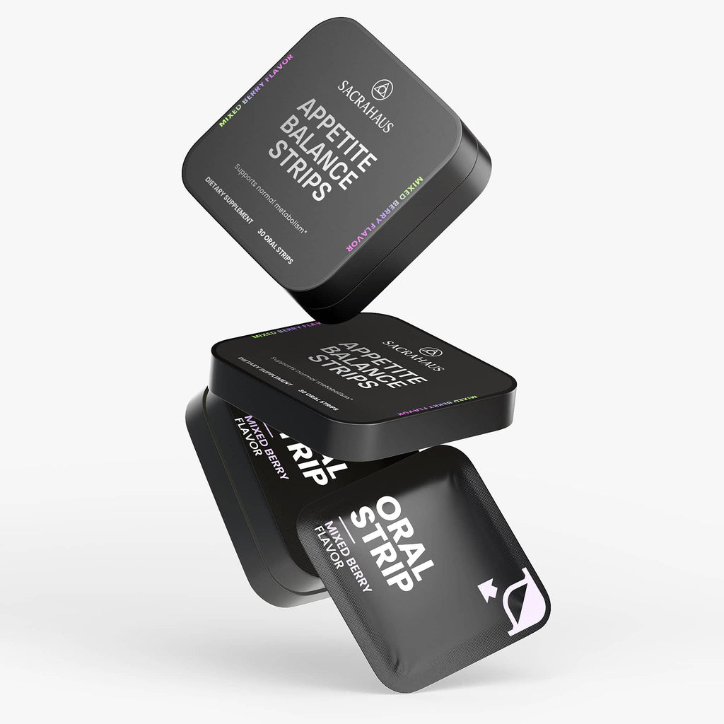 SACRAHAUS appetite suppressant strips in sleek packaging designed for effective weight management