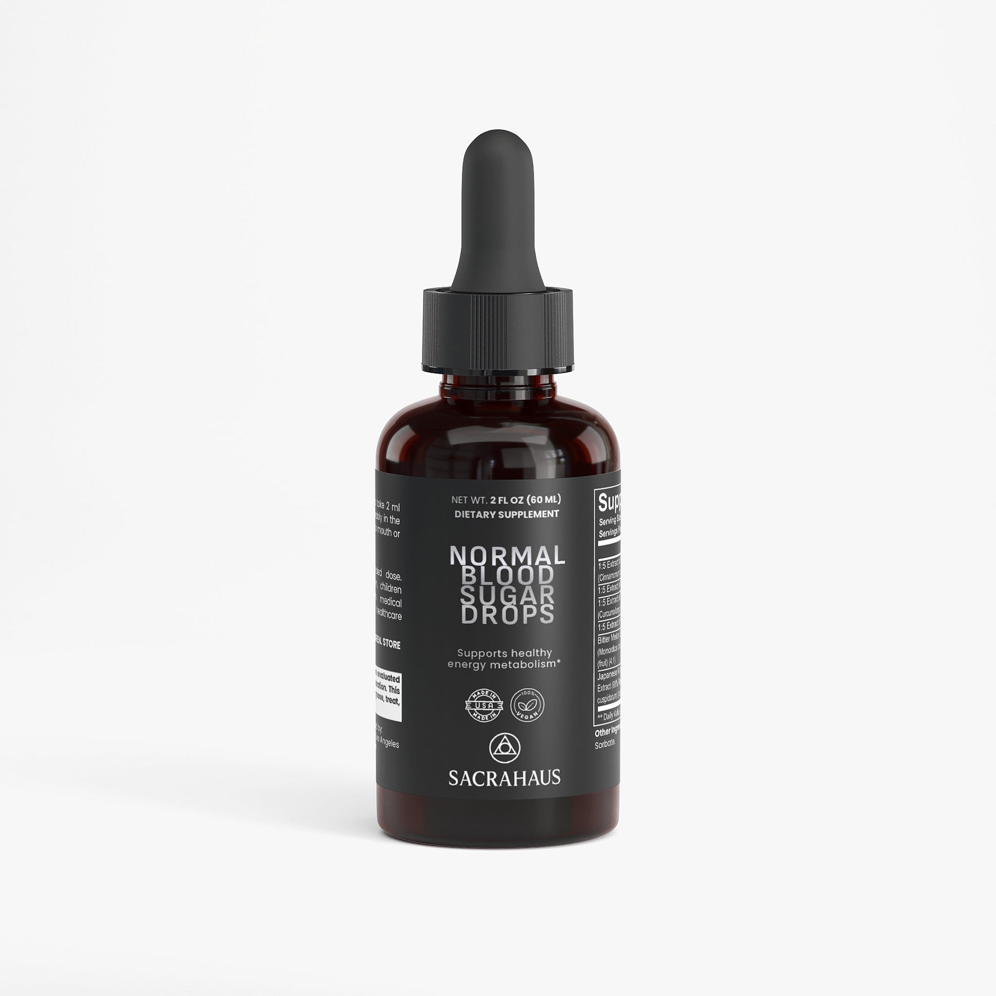 SACRAHAUS Normal Blood Sugar Support Drops in a 2 oz bottle for healthy glucose metabolism