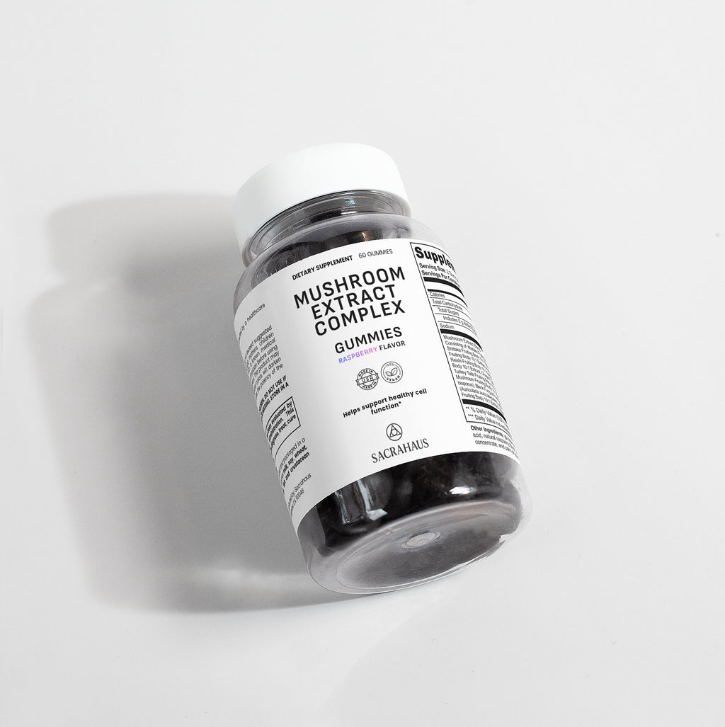 SACRAHAUS Mushroom Extract Complex Gummies Bottle with Natural Flavor for Wellness Support