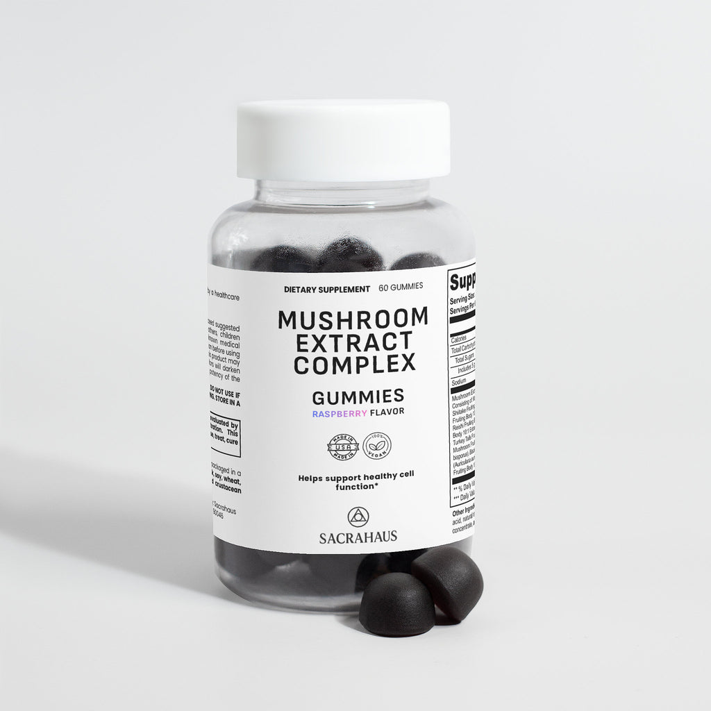 SACRAHAUS Mushroom Extract Complex Gummies in Raspberry Flavor for Healthy Cell Support