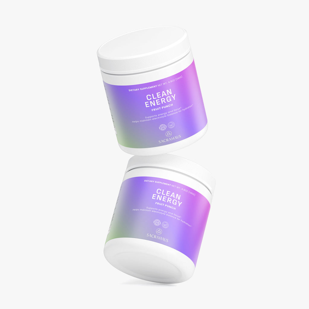 SACRAHAUS Clean Energy Pre-Workout Supplements Jar with Vegan Energy Powder for Enhanced Performance