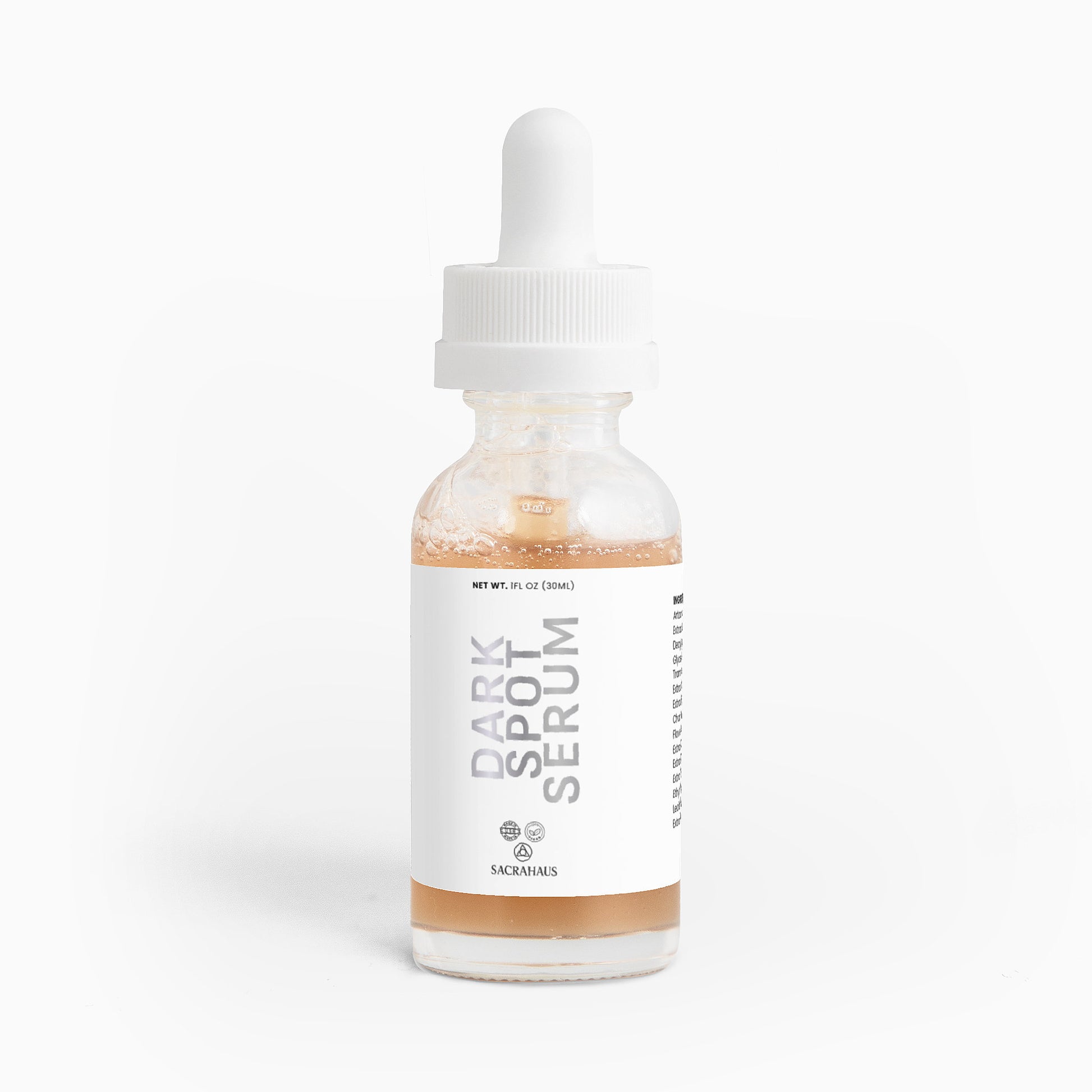 SACRAHAUS Dark Spot Serum for Sensitive Skin in a glass dropper bottle for effective skincare treatment
